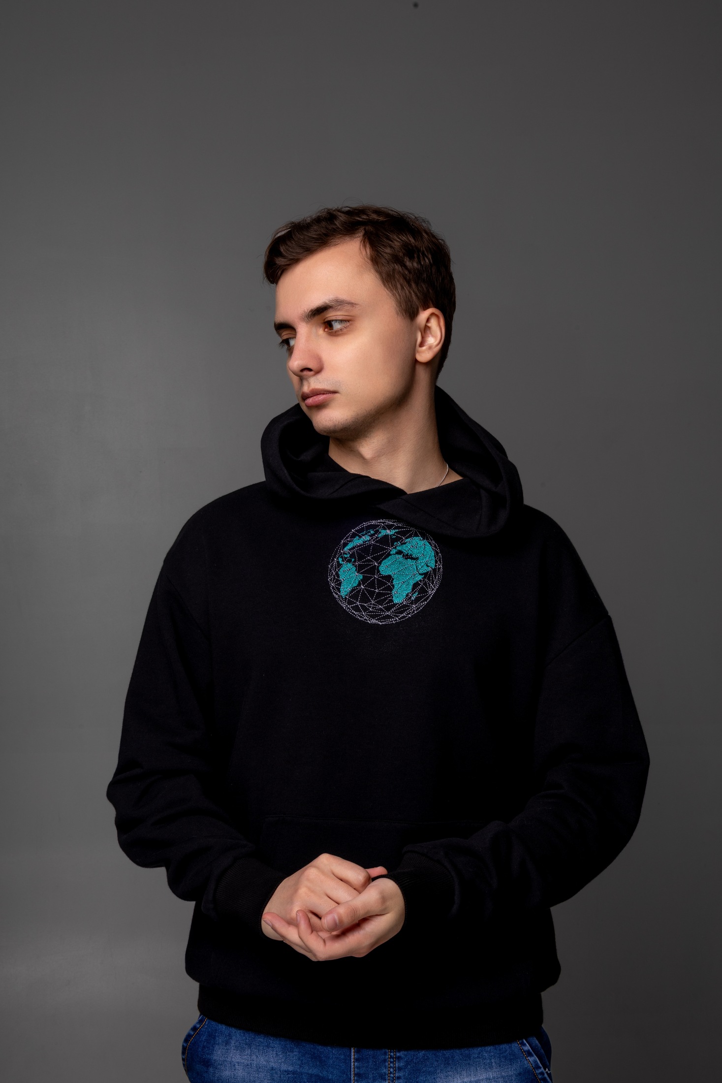 Bluza czarna męska z kapturem