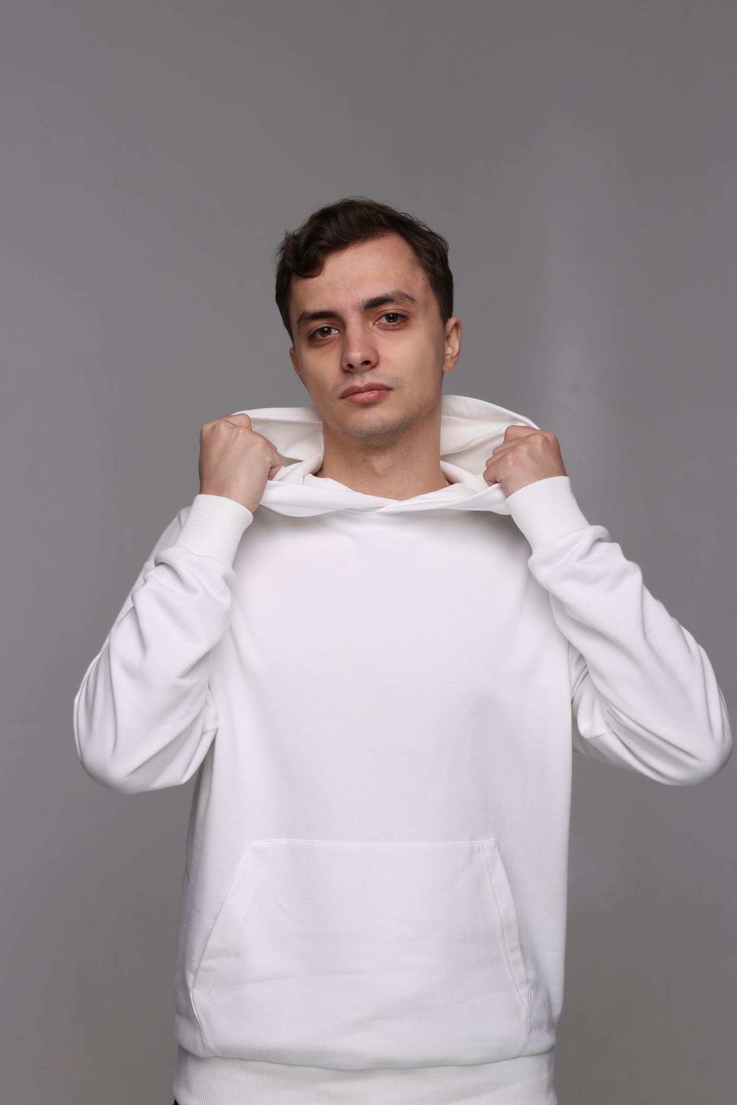Bluza biała męska z kapturem